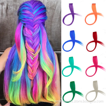 Hot selling 2021clip in hair extension jumbo braiding synthetic hair colorful clip hair22nch 10g 1pc cosplay wig daily waer